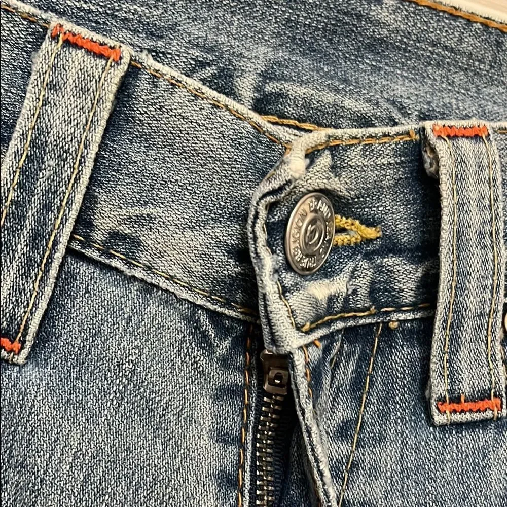 True Religion Joey Blue Distressed Ripped Denim Jeans Casual